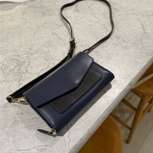 Vera Bradley Blue and Black Crossbody Bag with Sleek Design
